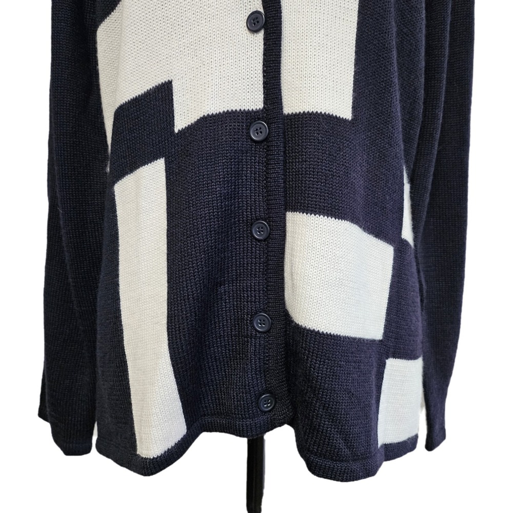 NWT Vintage 90s Reflections Black & White Color Block Cardigan Size L Retro - Picture 3 of 5